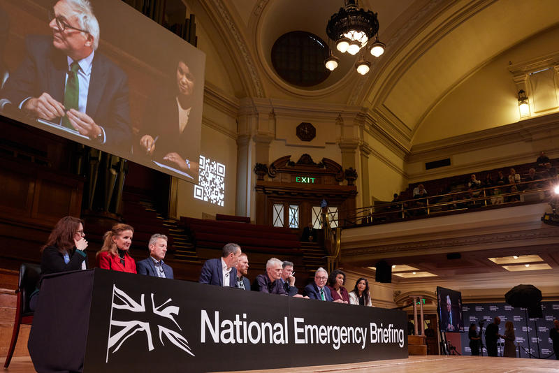 Professor Nathalie Seddon (second from left) at the National Emergency Briefing