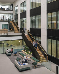 The atrium linking research labs and teaching spaces c nbbj ty cole the atrium linking research labs and teaching spaces c nbbj ty cole