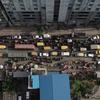 A birds-eye view of a busy street